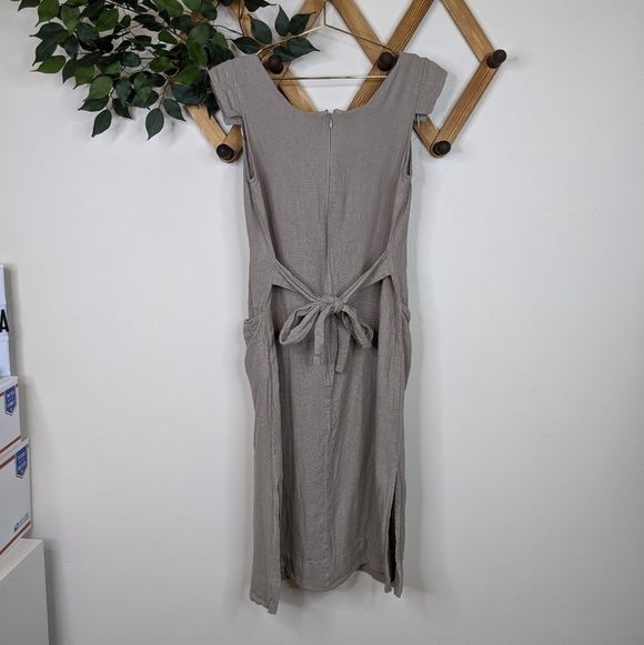 Prologue Linen Peasant Cottagecore Midi Dress - Picture 3 of 10